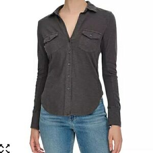 Calvin Klein Jeans Charcoal Gray Button Up Longsleeve Tee